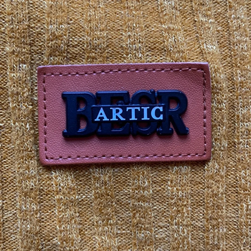 Mustard yellow BESR Artic cropped long sleeved knit top - Picture 3 of 4